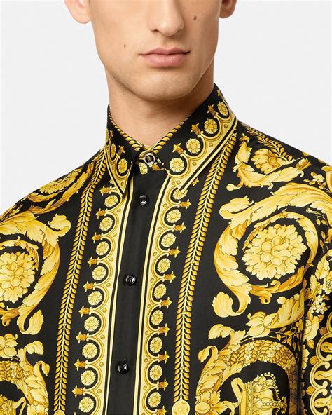 versace barocco silk shirt|versace silk shirt price.